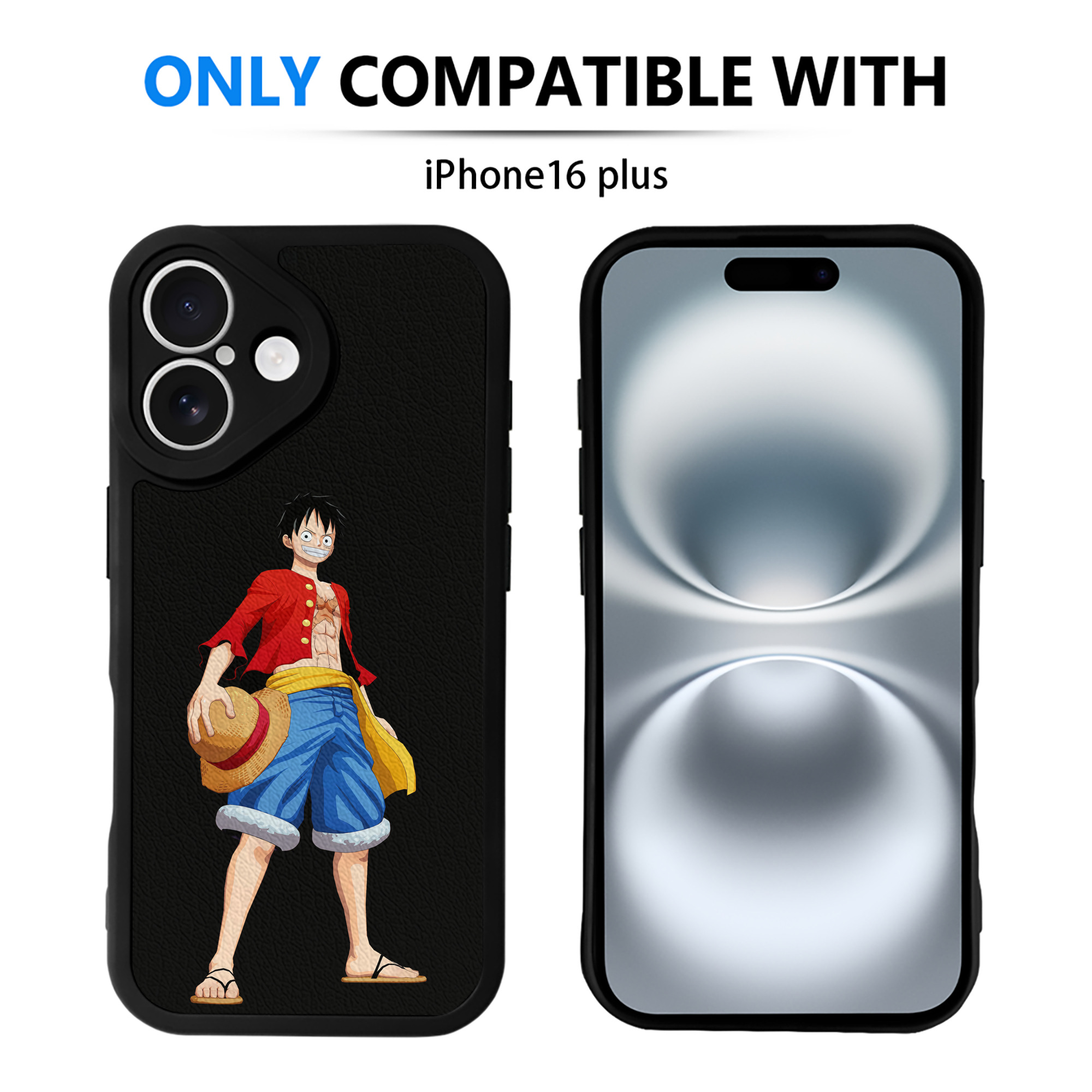（画像用） ワンピース モンキー・D・ルフィ ONE PIECE Monkey D. Luffy 【iPhone 16シリーズ対応】シリコンスマホケース（レザー調） 材質：シリコン